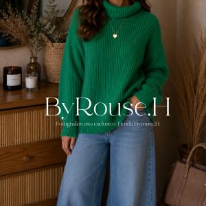 Sweaters Cuello Alto Verde